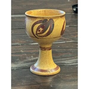 Vintage Art Pottery Goblet Hand‎ Painted Set Of 5 Rare